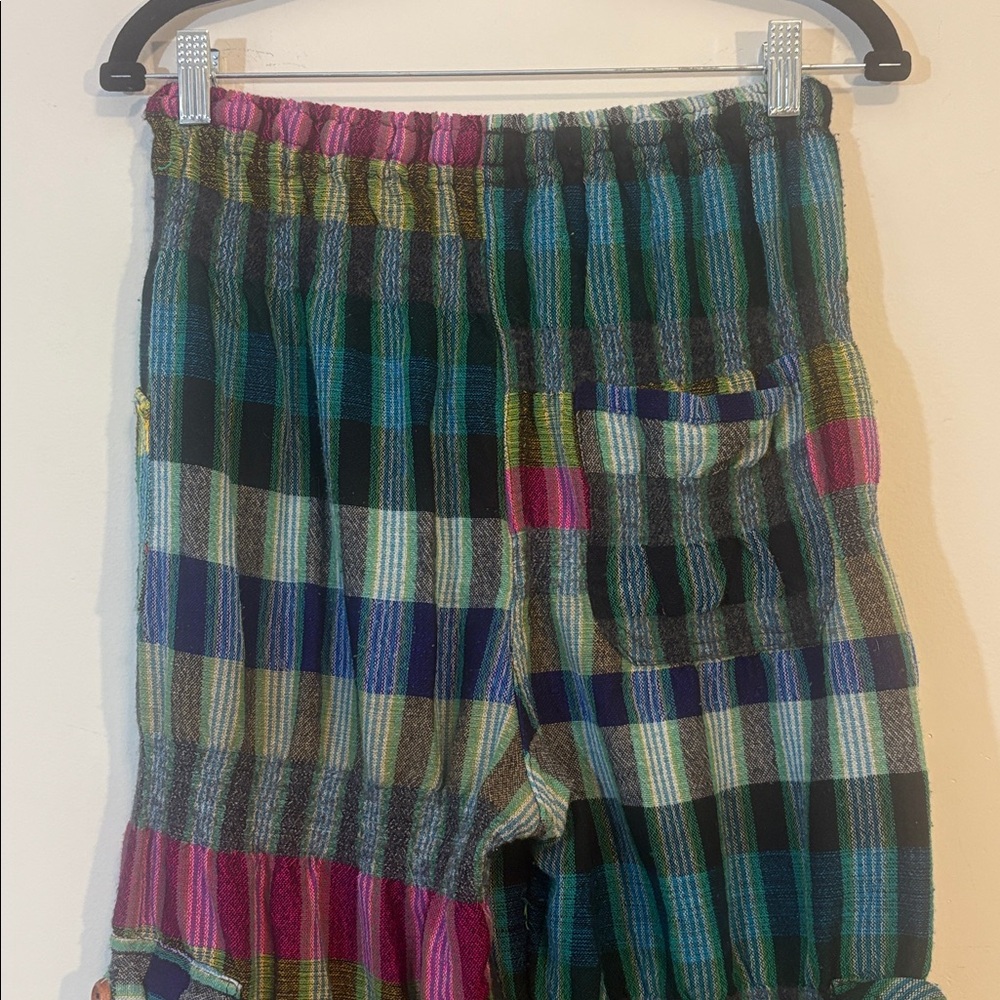 Plaid Patchwork Baggy Cargo Pockets Drawstring Jo… - image 6